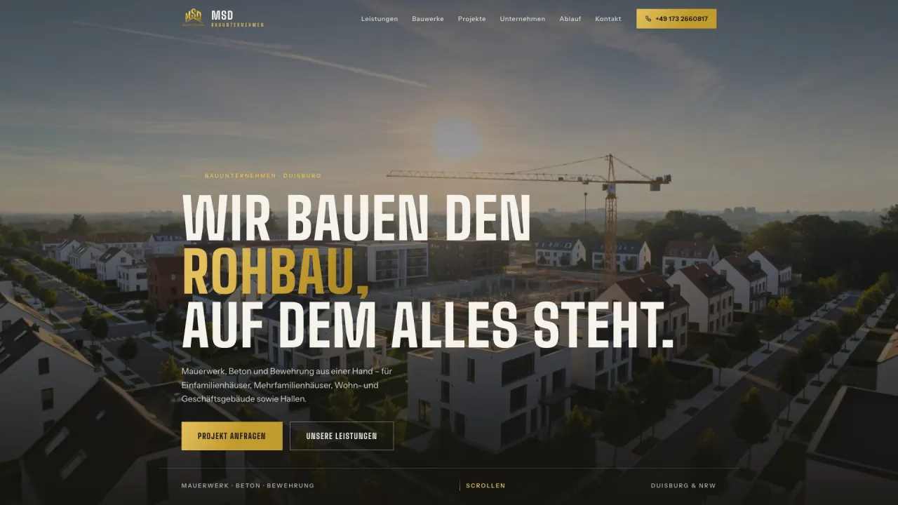 MSD Bauunternehmen – Website