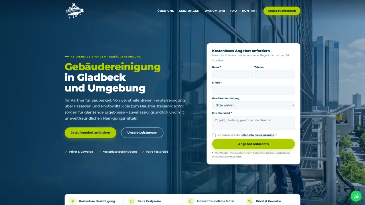 AS Dienstleistungen – Website und System